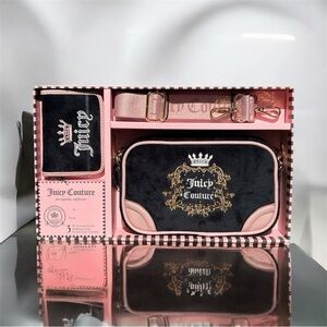 JUICY COUTURE HERITAGE BLACK CAMERA CROSSBODY BAG 3 PIECE SET NEW IN BOX!